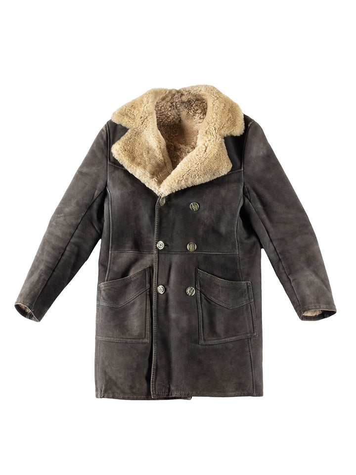 Vintage 70's Men Sheepskin Coat in GrayVN397