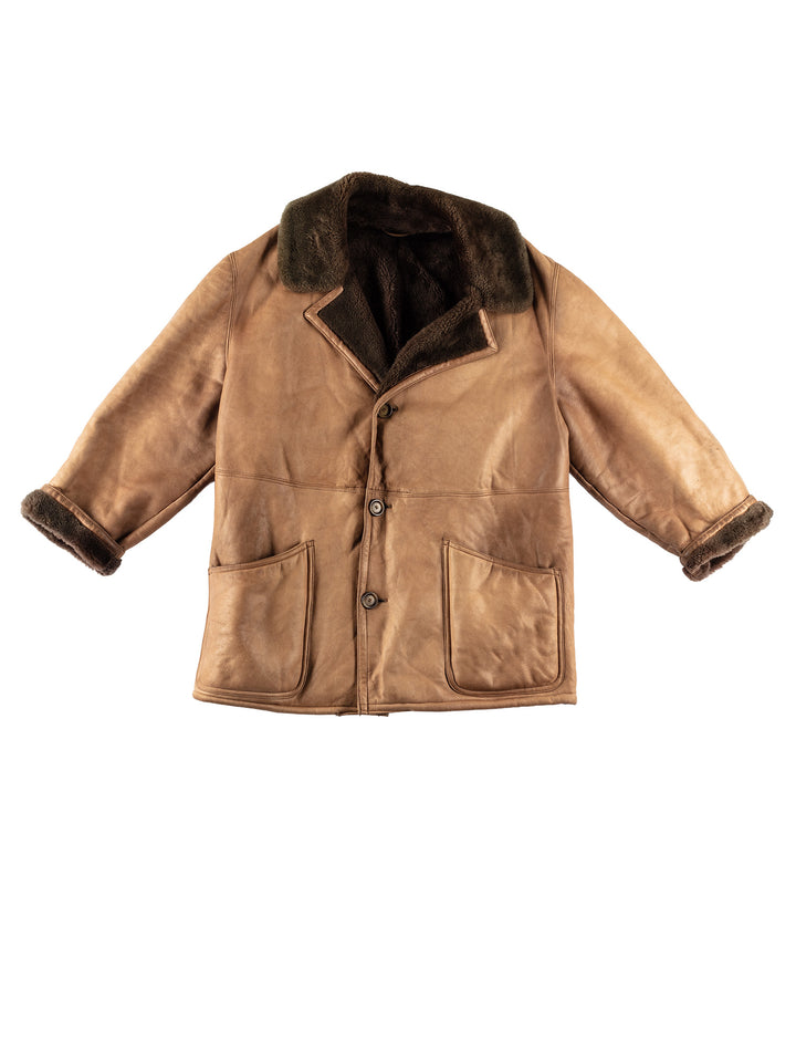 Vintage 80's Men Sheepskin Coat in BrownVN596