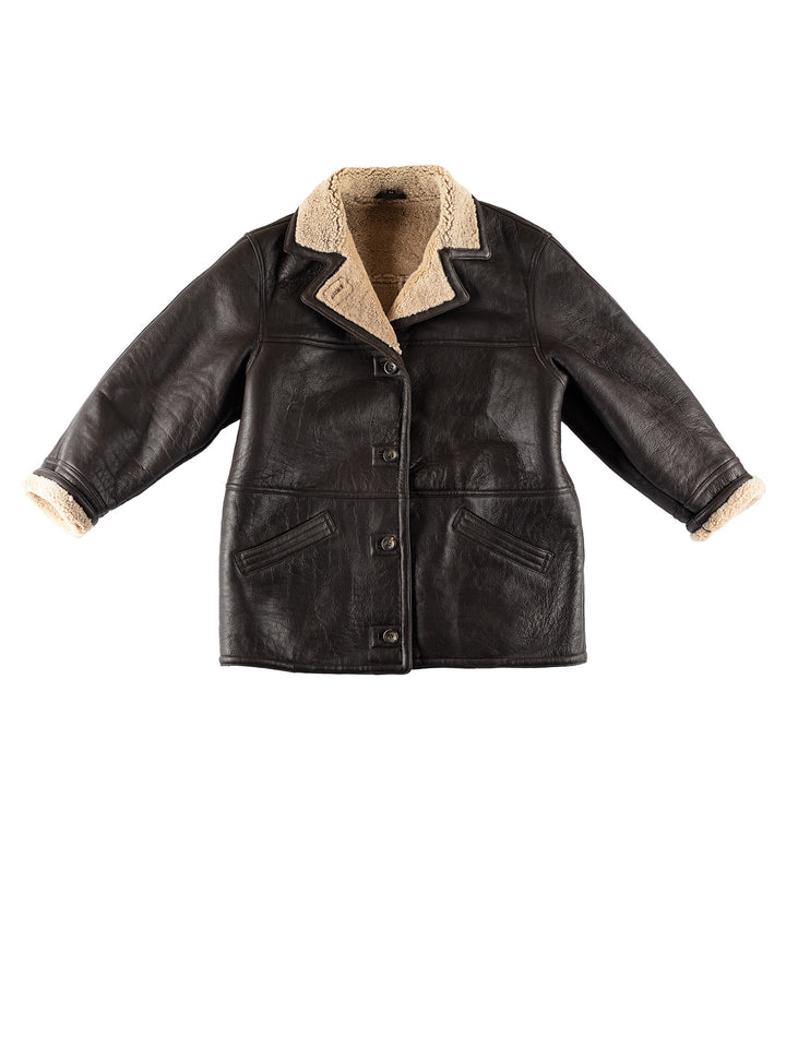 Vintage 80's Women Sheepskin Coat in BrownMN798