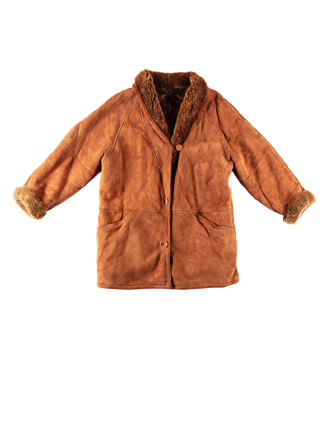 Vintage 80's Women Sheepskin Coat in GrayMN310