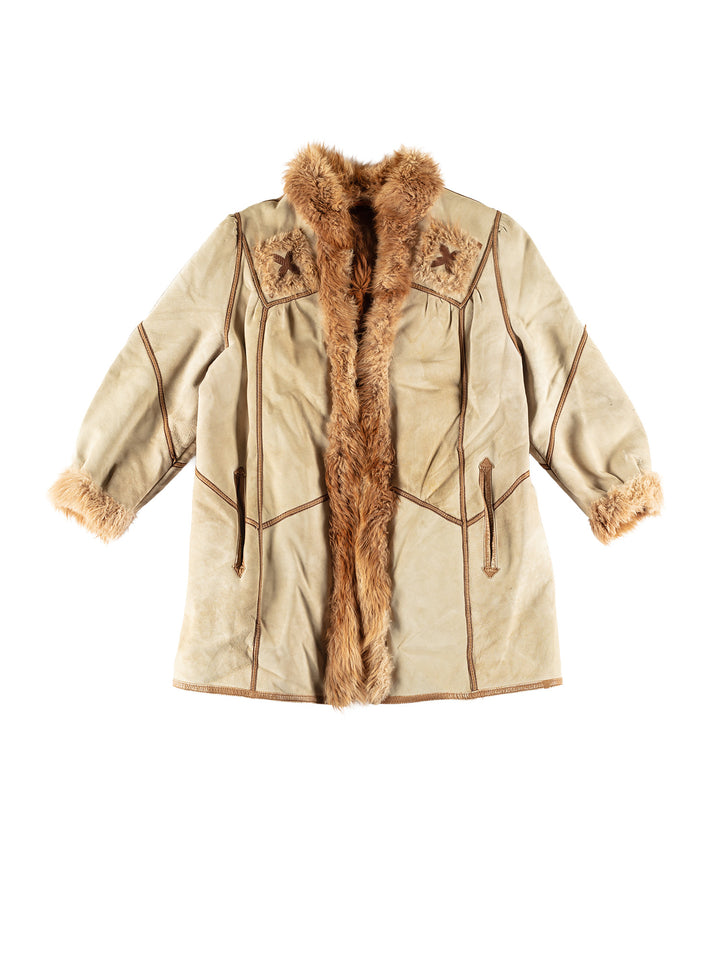 Vintage 70's Women Sheepskin Coat in BeigeMN755