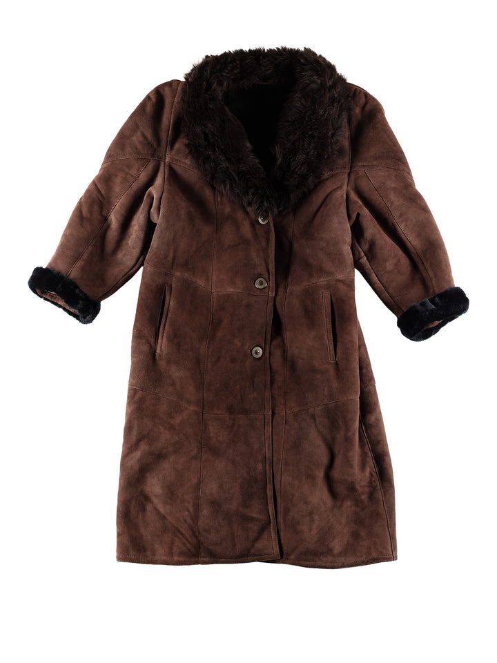 Vintage 70's Women Sheepskin Coat in BrownMN499