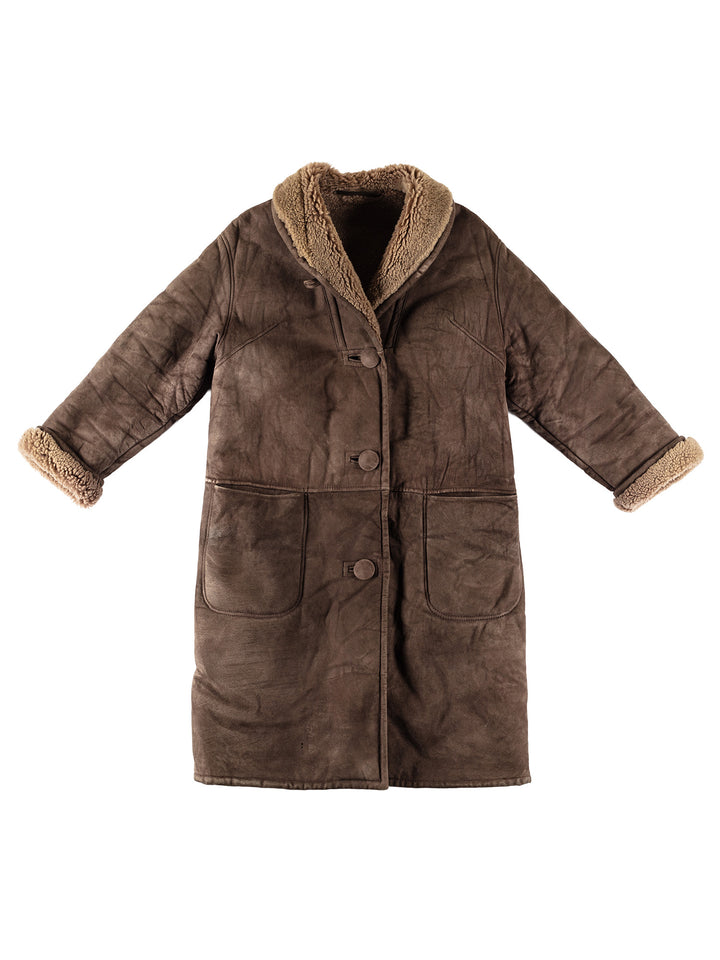 Vintage 70's Women Sheepskin Coat in BrownMN594