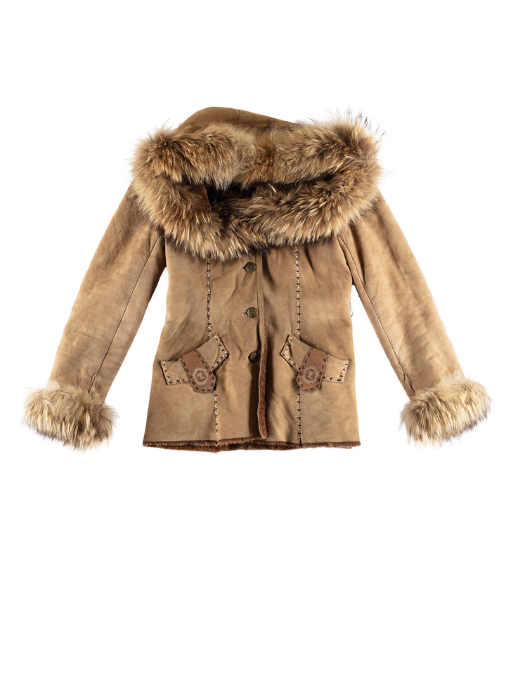 Vintage 70's Women Sheepskin Coat in BeigeMN664