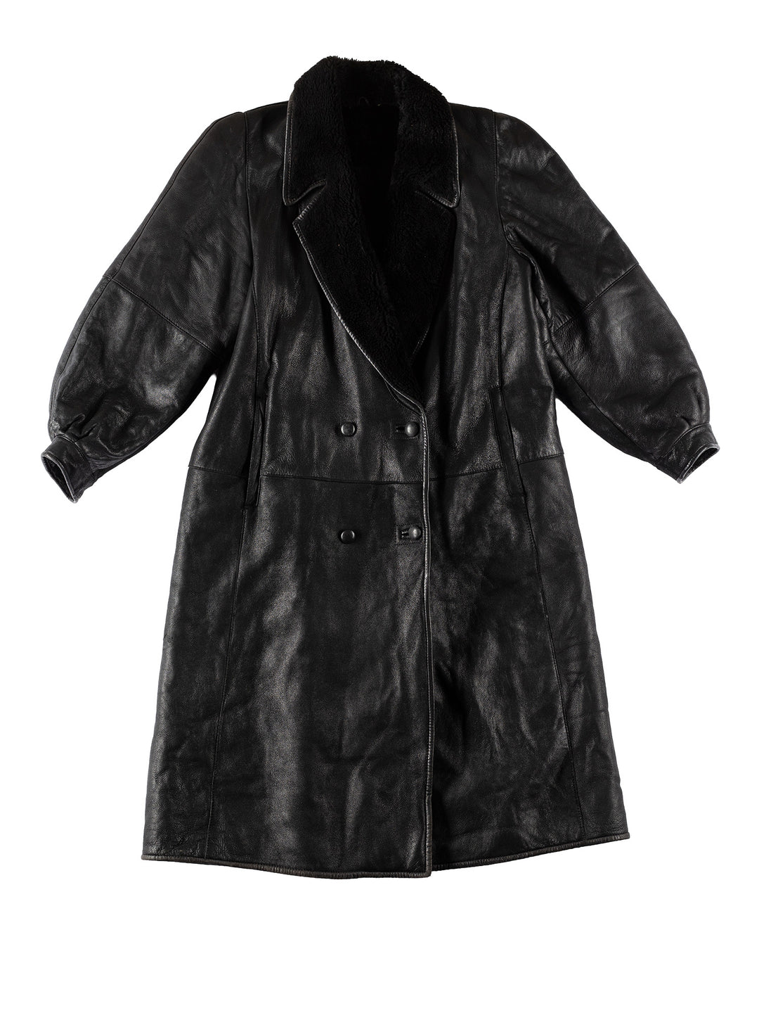 Vintage 80's Women Sheepskin Coat in BlackMN738