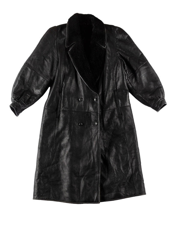 Vintage 80's Women Sheepskin Coat in BlackMN738