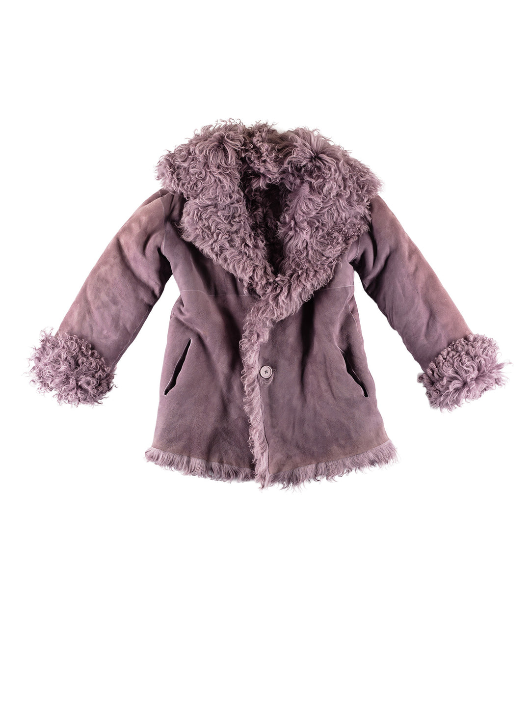 Vintage 70's Women Sheepskin Coat in PurpleMN486