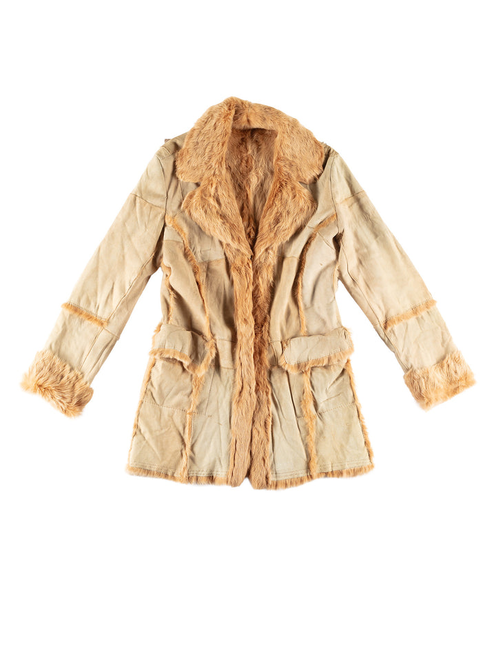 Vintage 70's Women Sheepskin Coat in BeigeMN756