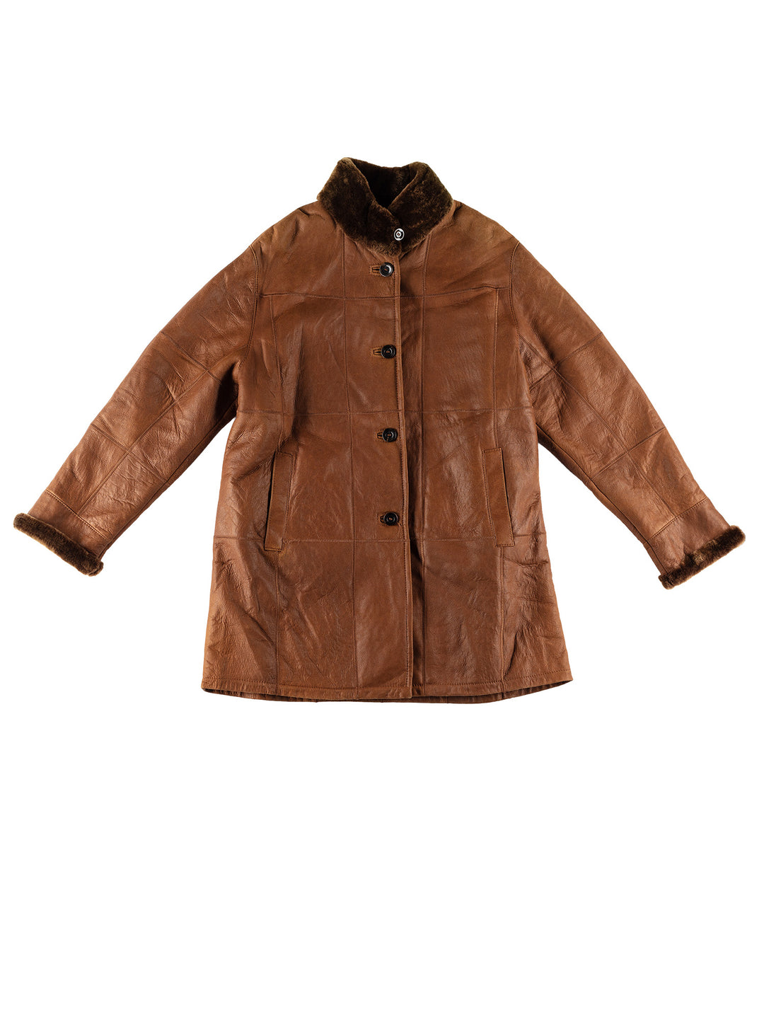 Vintage 80's Women Sheepskin Coat in BrownMN749