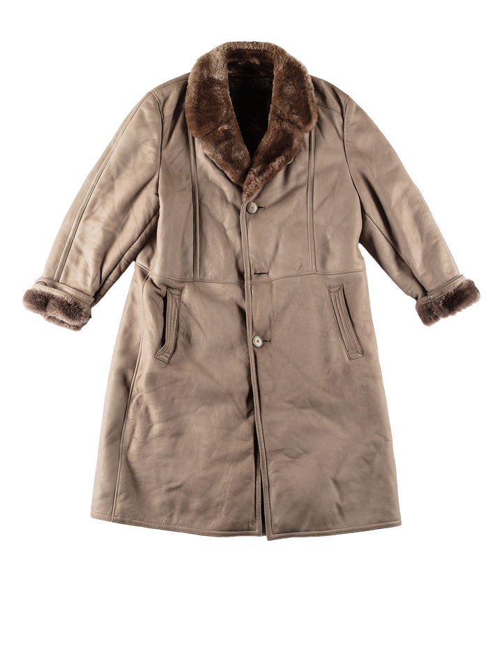Vintage 80's Men Sheepskin Coat in GrayVN659