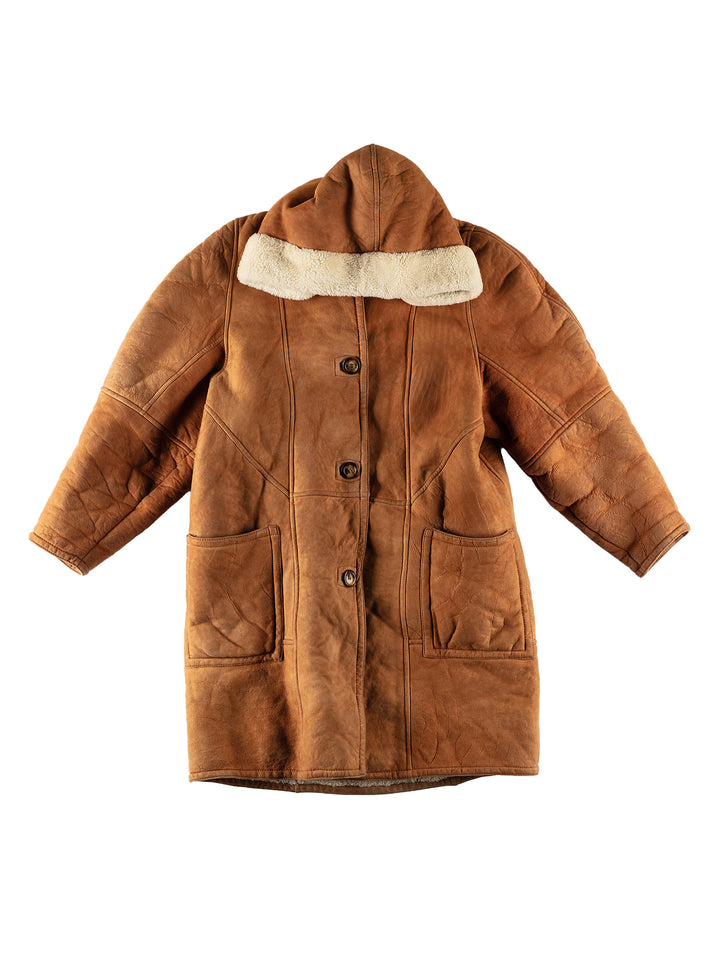 Vintage 80's Women Sheepskin Coat in BrownMN670