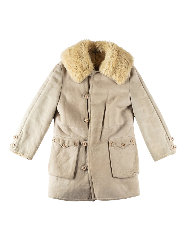 Vintage 70's Men Sheepskin Coat in BeigeVN558