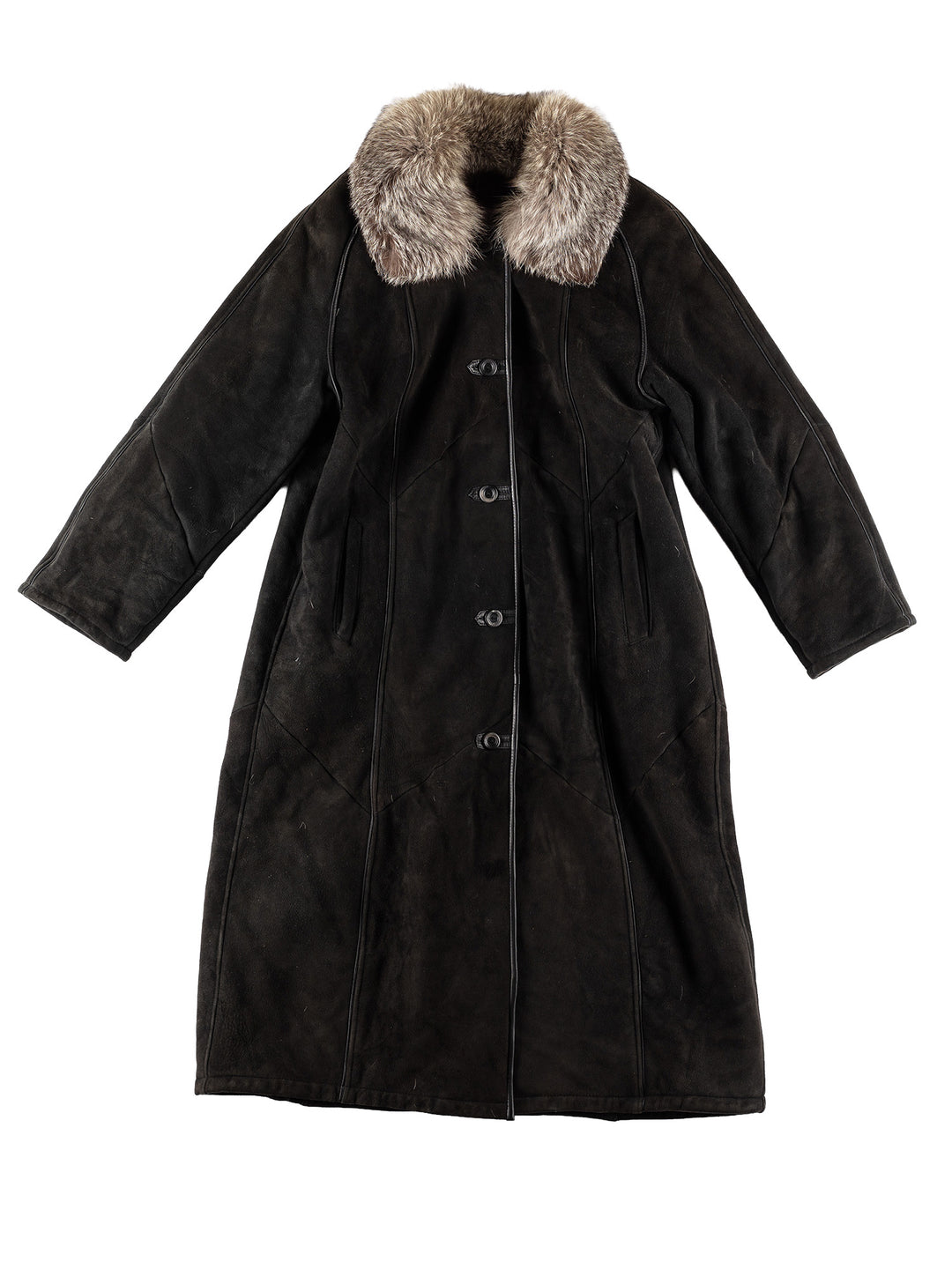 Vintage 80's Women Sheepskin Coat in BlackMN505