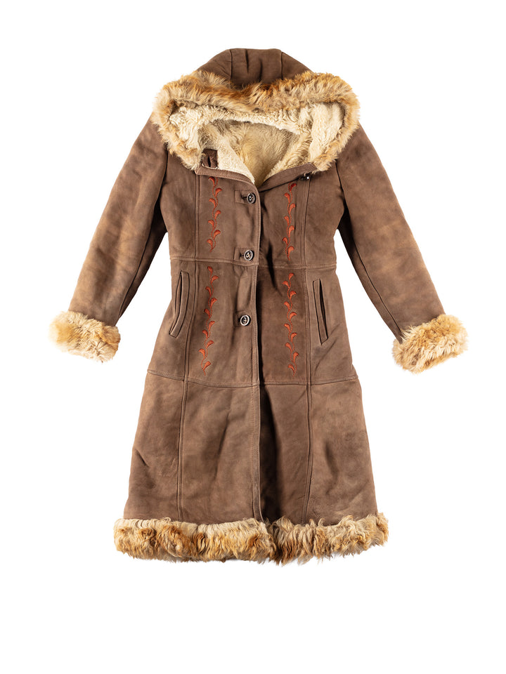 Vintage 70's Women Sheepskin Coat in BrownMN333