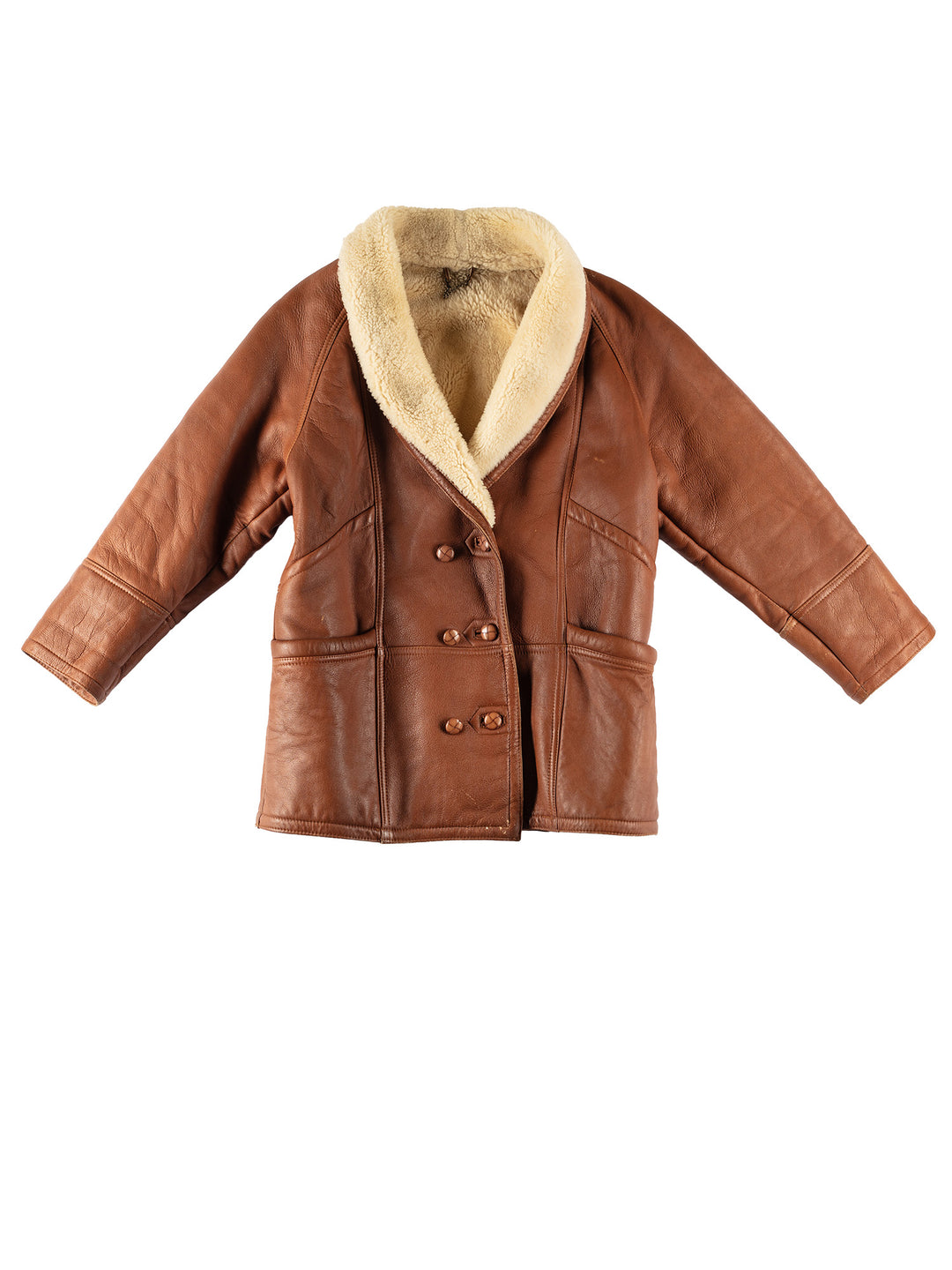 Vintage 80's Women Sheepskin Coat in BrownMN598