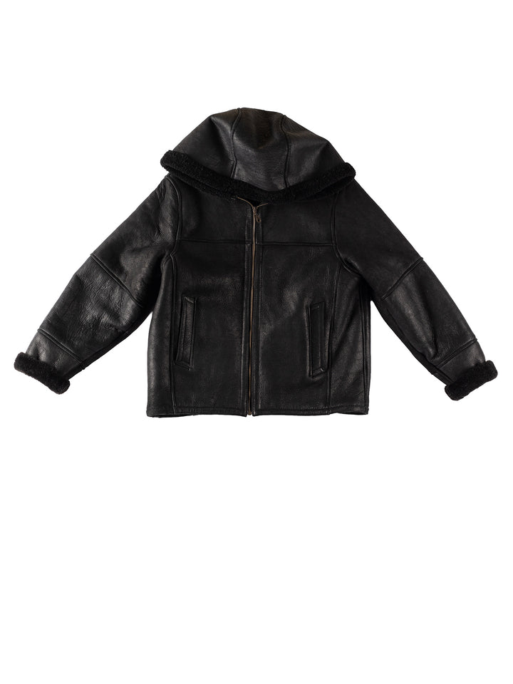 Vintage 80's Women Sheepskin Coat in BlackMN351
