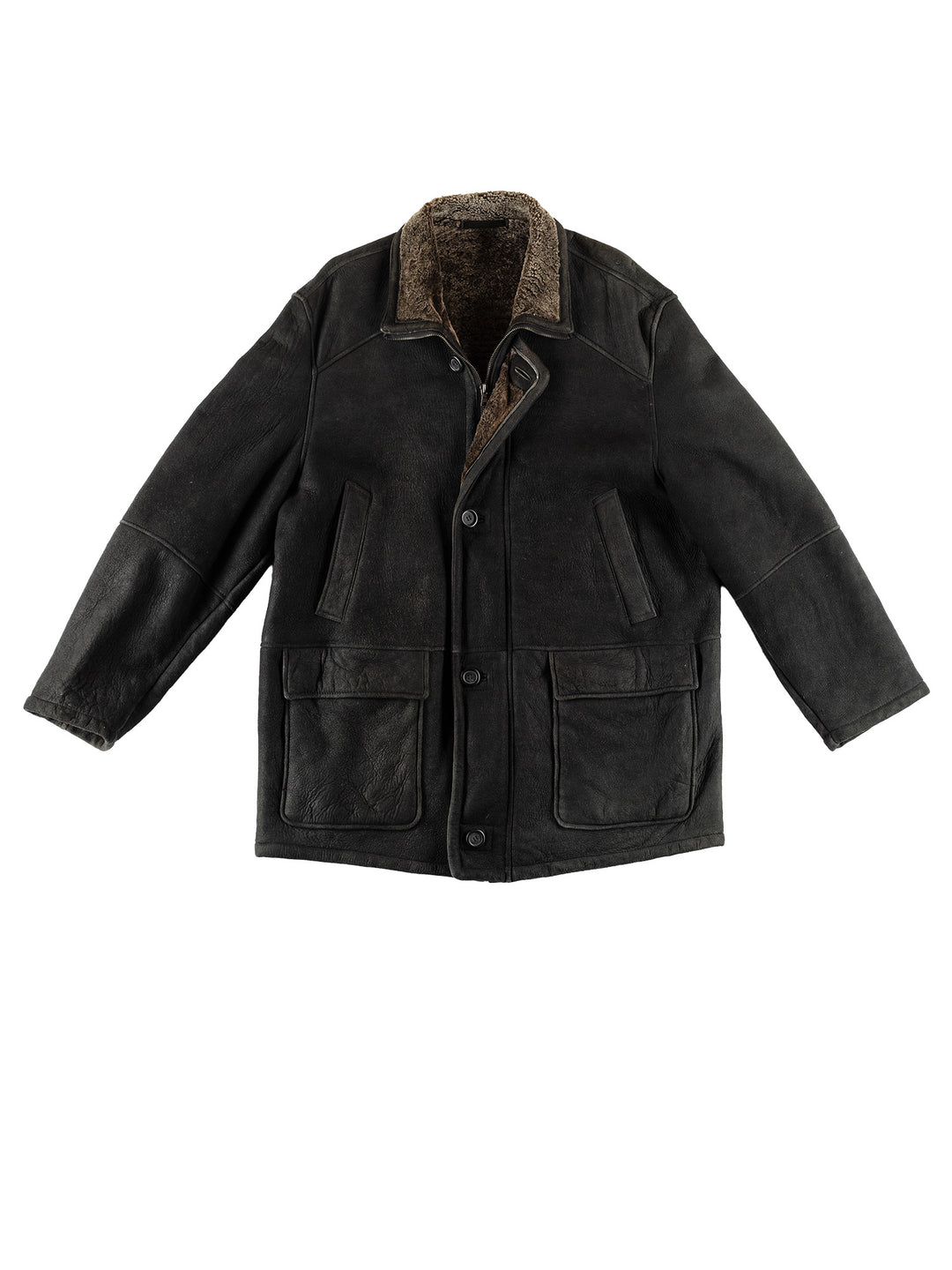 Vintage 80's Men Sheepskin Coat in BlackVN612