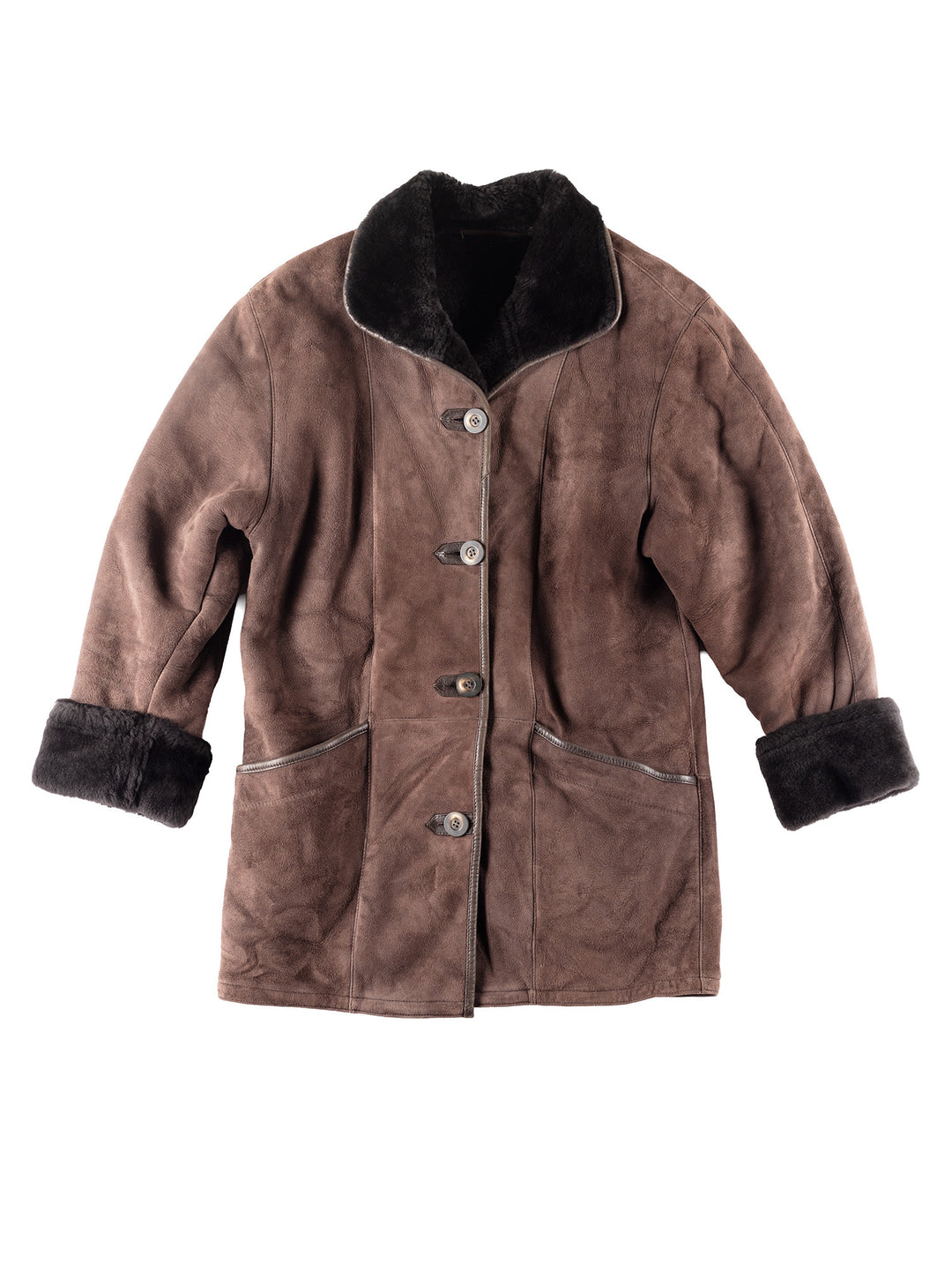 Vintage 90's Women Sheepskin Coat in Brown