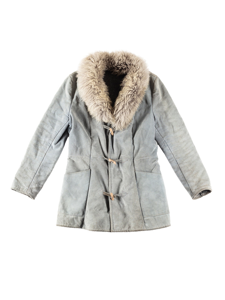 Vintage Women Faux Sheepskin Coat in GrayMN311
