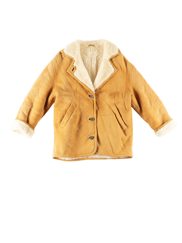 Vintage 70's Women Sheepskin Coat in YellowMN762
