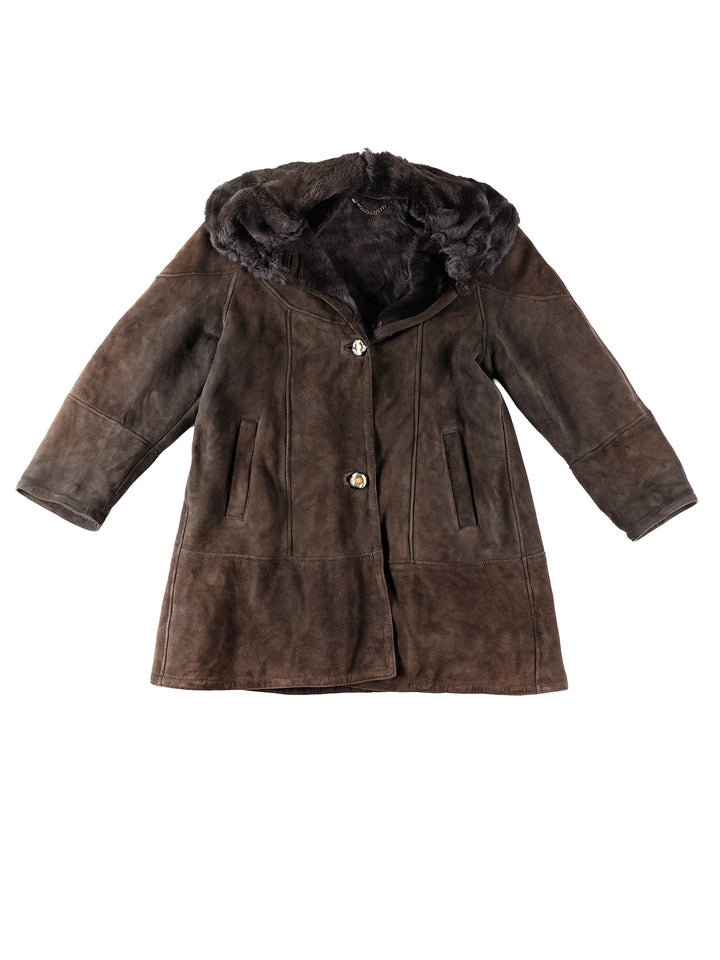 Vintage 80's Women Sheepskin Coat in BrownMN301