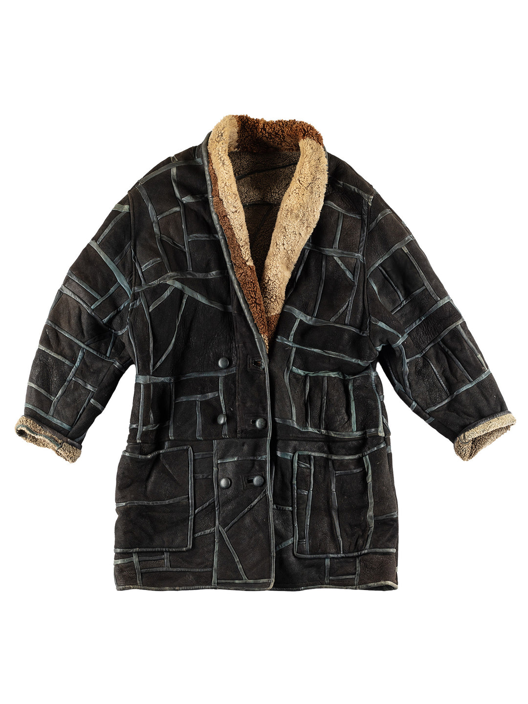 Vintage 80's Women Sheepskin Coat in BlackMN483