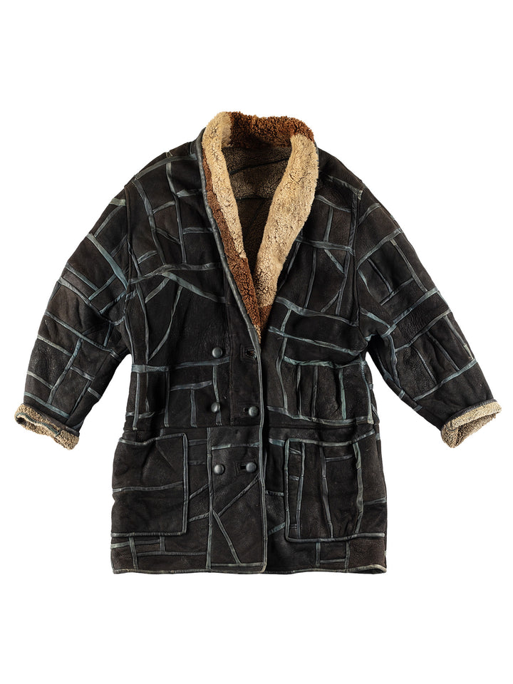 Vintage 80's Women Sheepskin Coat in BlackMN483
