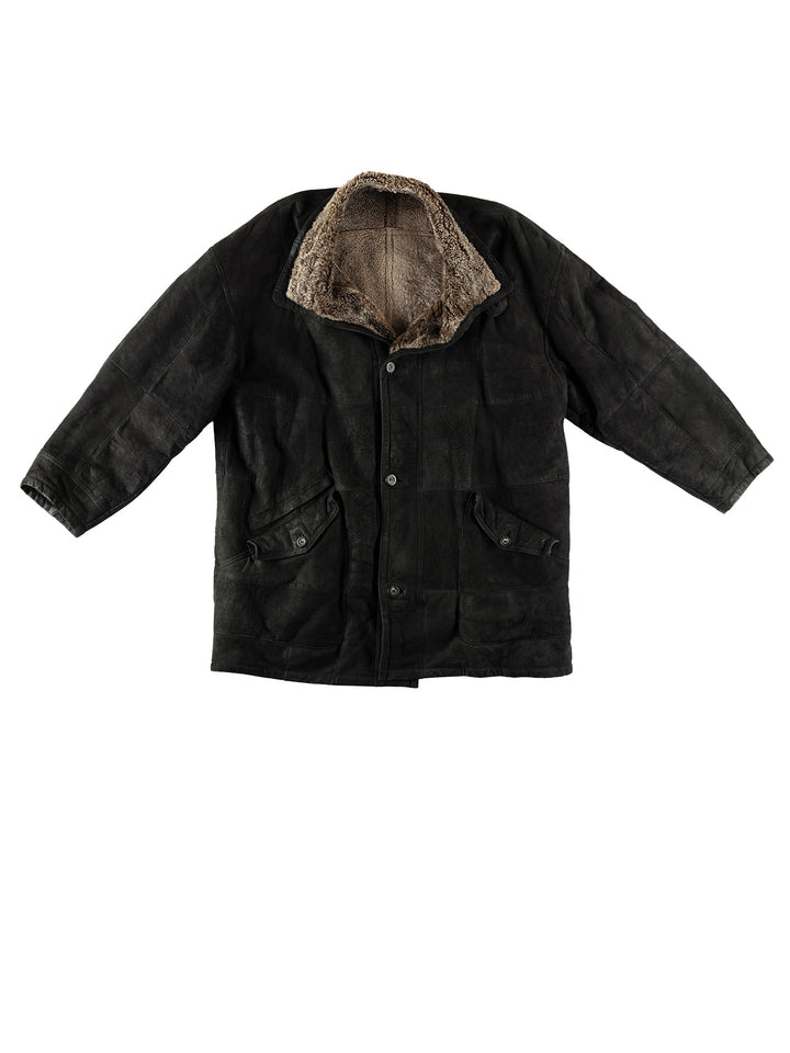 Vintage 80's Men Sheepskin Coat in BlackVN609