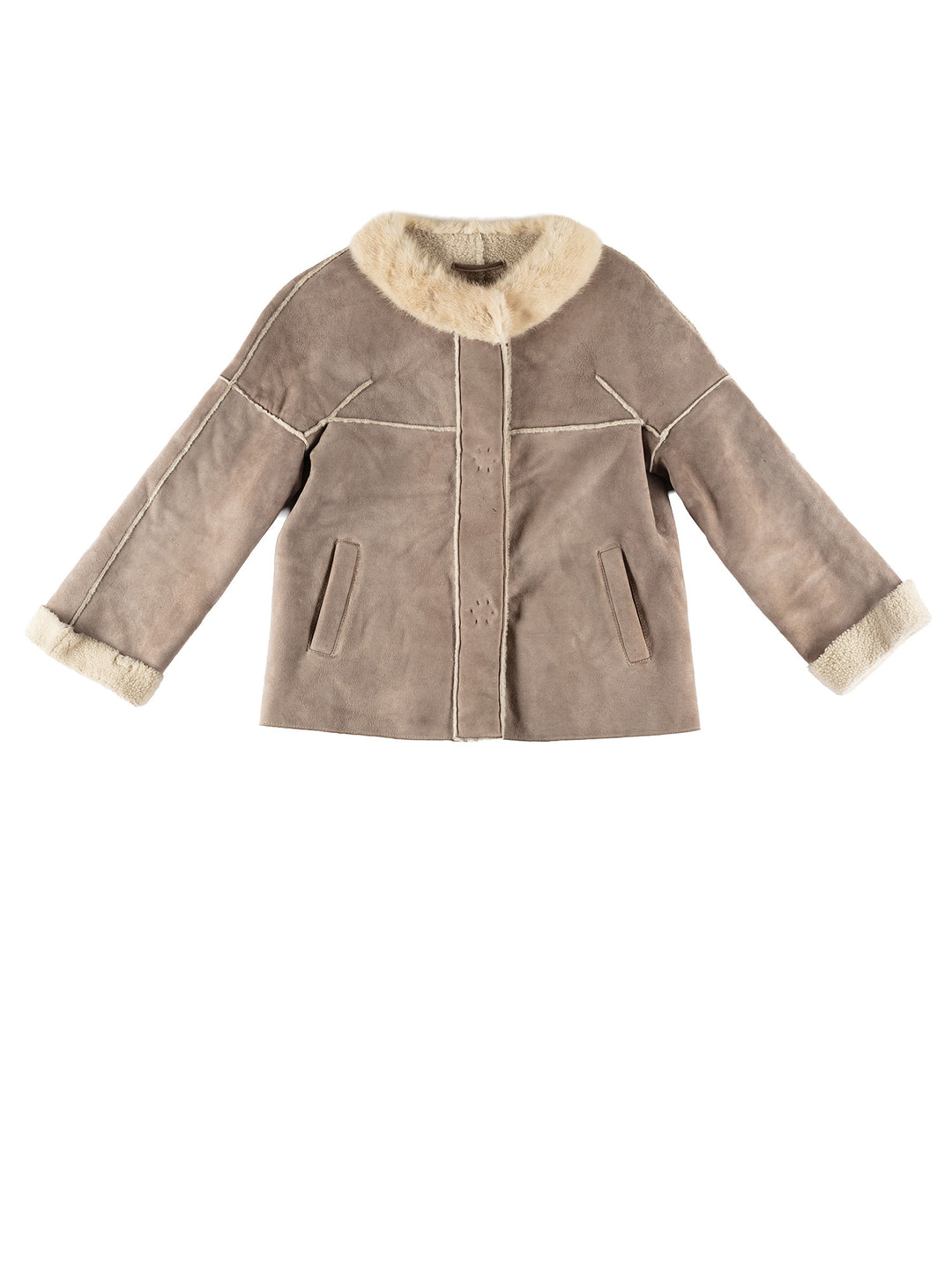 Vintage 70's Women Sheepskin Jacket in GrayMN359