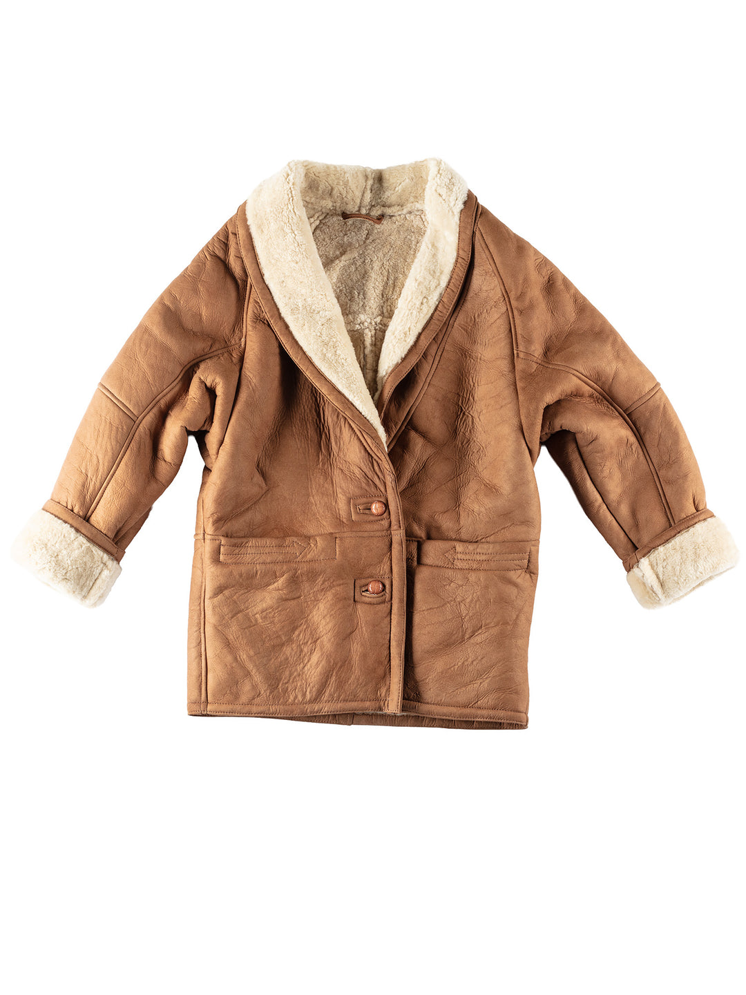 Vintage 80's Women Sheepskin Coat in Brown