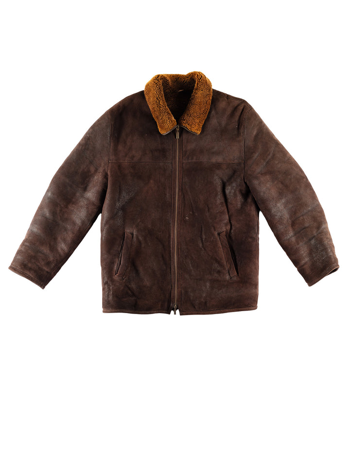 Vintage 80's Men Sheepskin Coat in BrownVN778