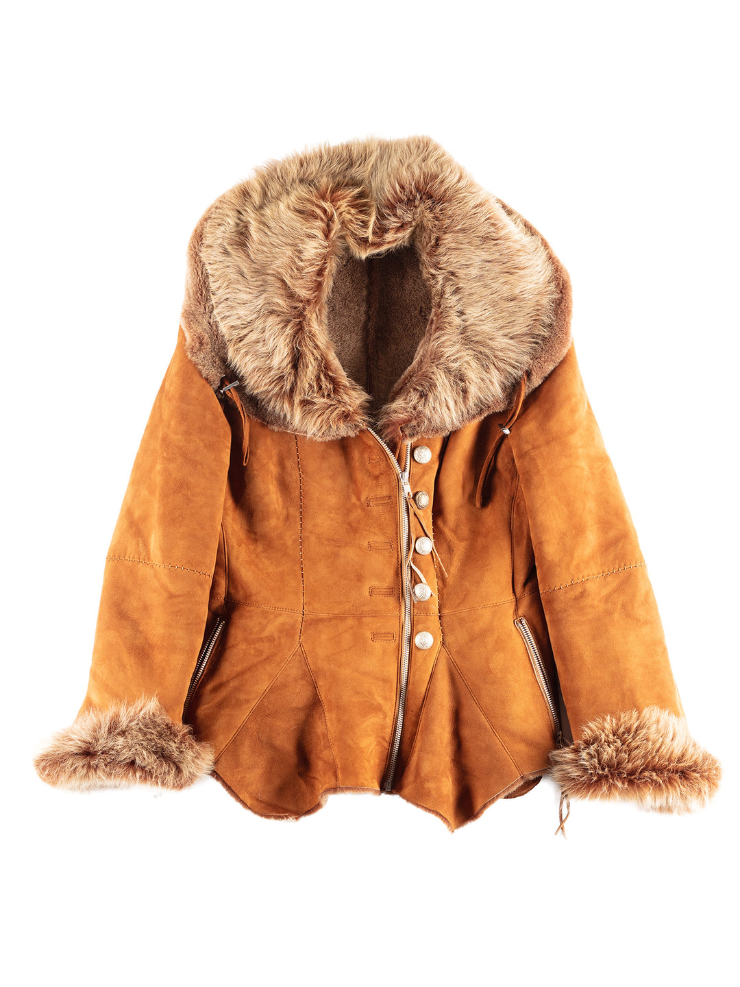 Vintage 90's Women Sheepskin Jacket in Brown