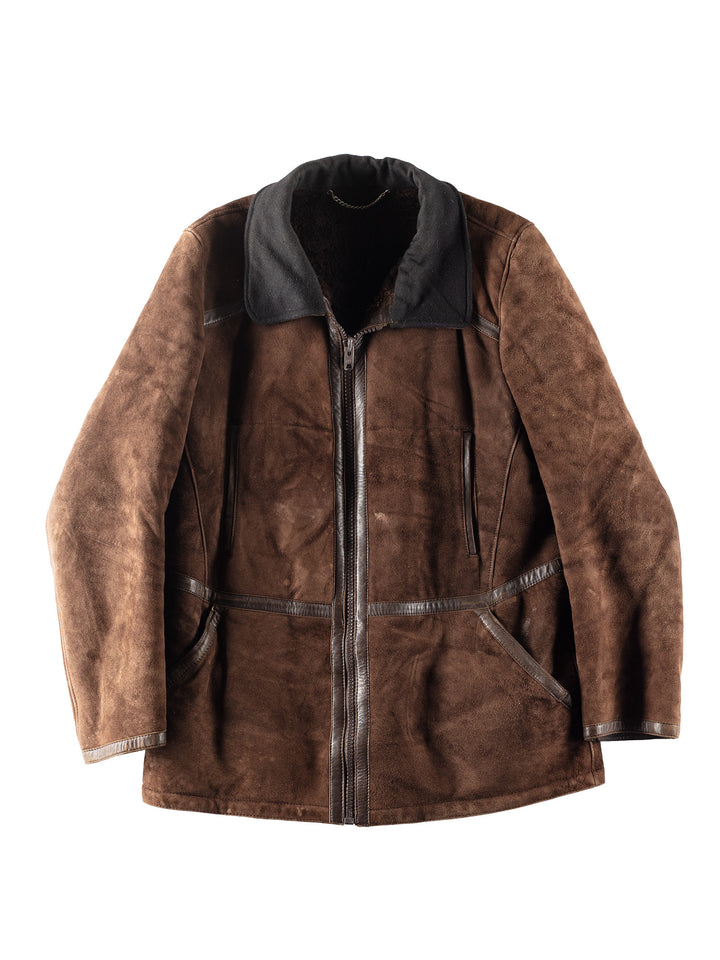 Vintage 90's Men Sheepskin Coat in Brown