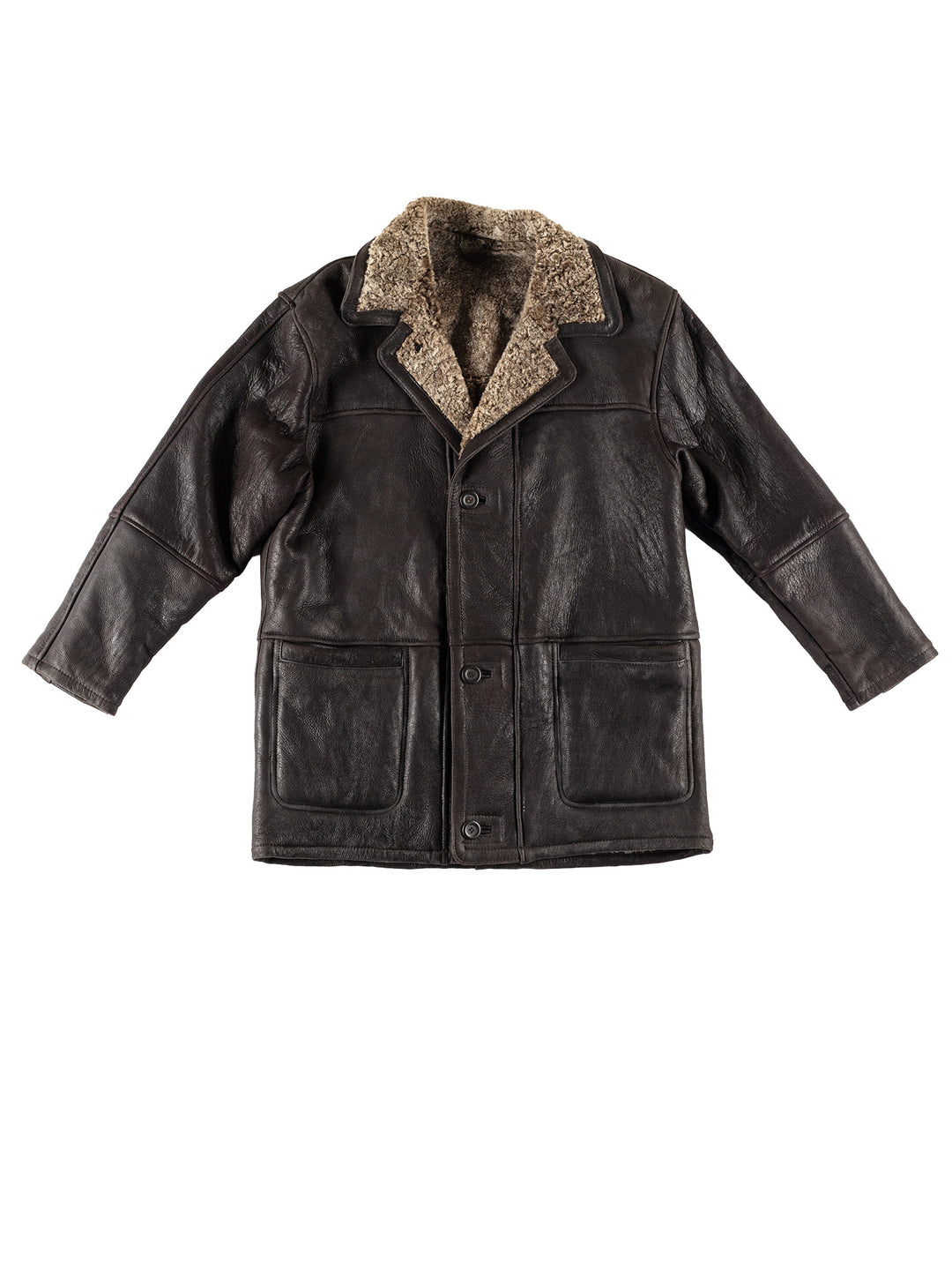 Vintage 80's Men Sheepskin Coat in BlackVN743
