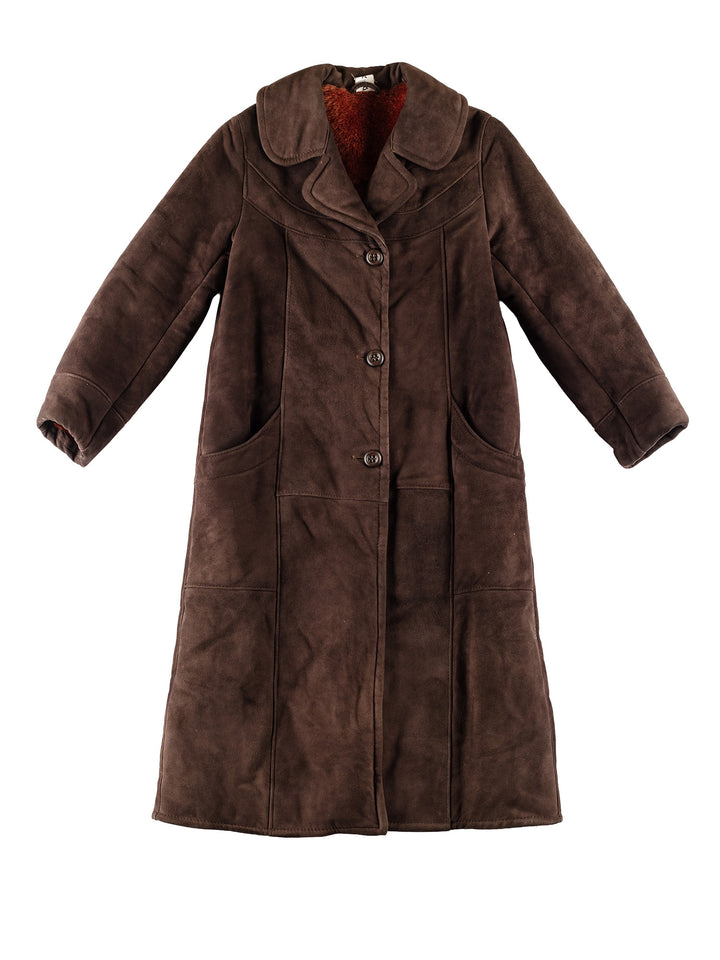 Vintage 70's Women Sheepskin Coat in BrownMN804