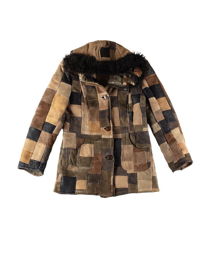 Vintage 80's Women Sheepskin Coat in KhakiMN709