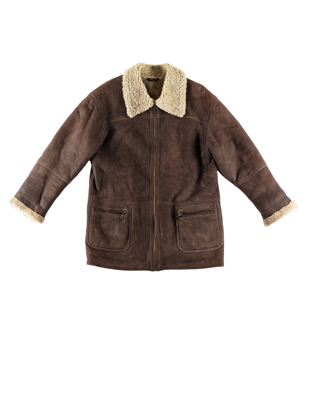 Vintage 80's Men Sheepskin Coat in BrownVN750