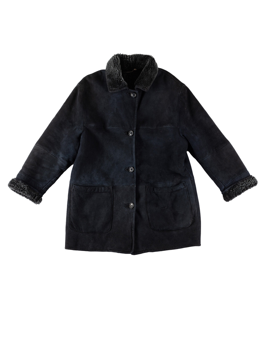 Vintage 80's Women Sheepskin Coat in BlueMN721