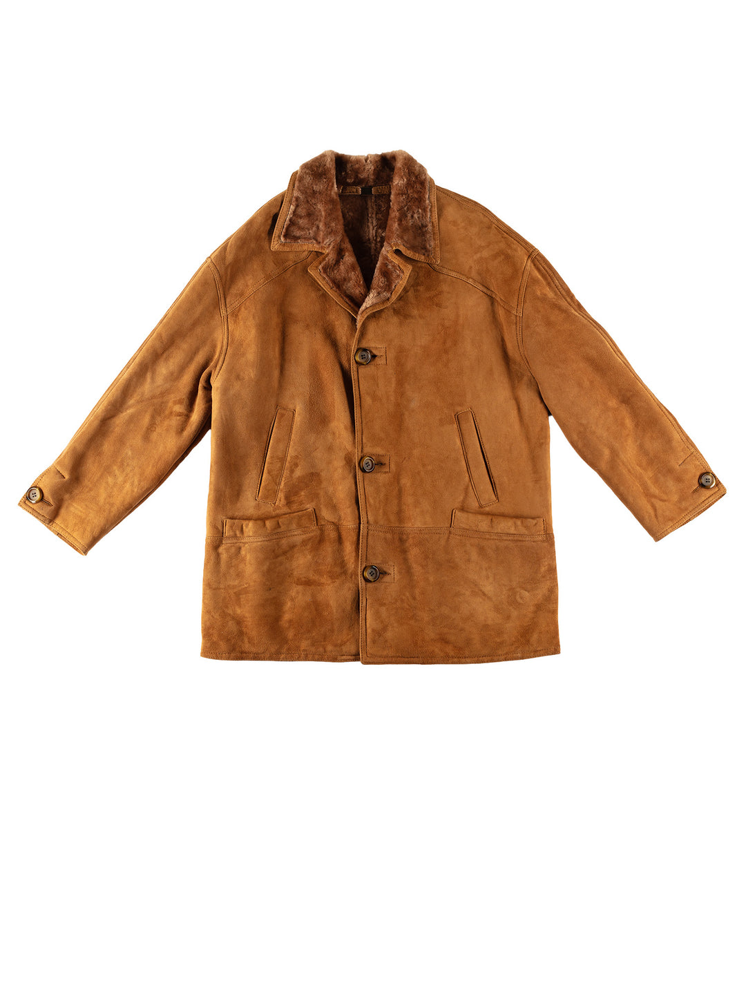 Vintage 80's Men Sheepskin Coat in BrownVN698