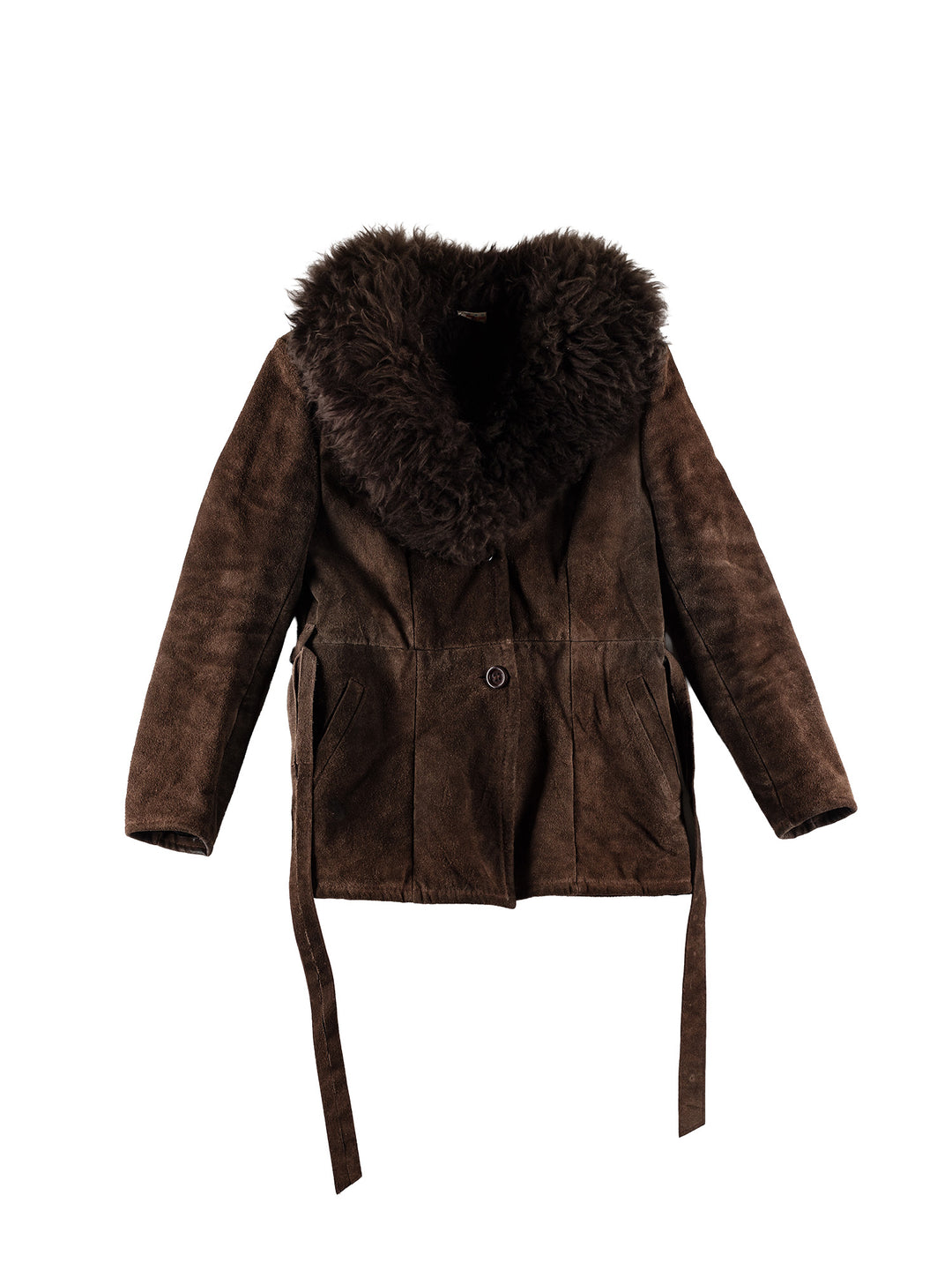 Vintage 70's Women Faux Sheepskin Coat in BrownMN671