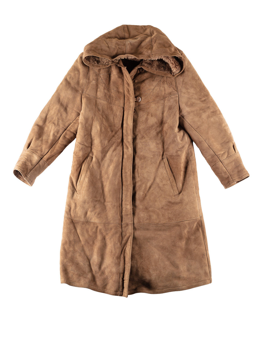 Vintage 80's Women Sheepskin Coat in BrownMN464