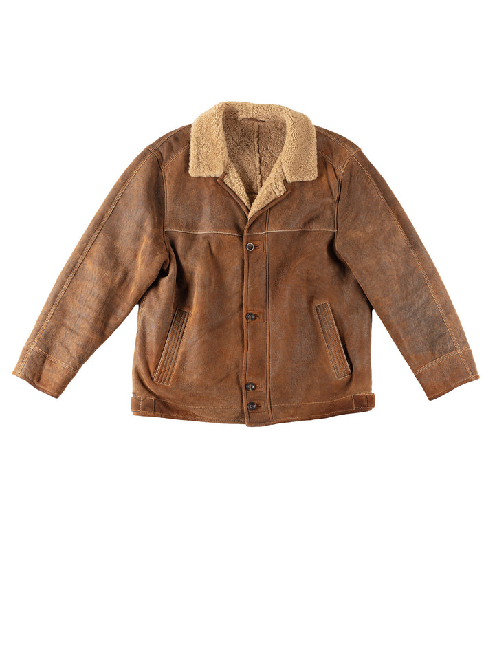 Vintage 90's Men Sheepskin Jacket in BrownVN278