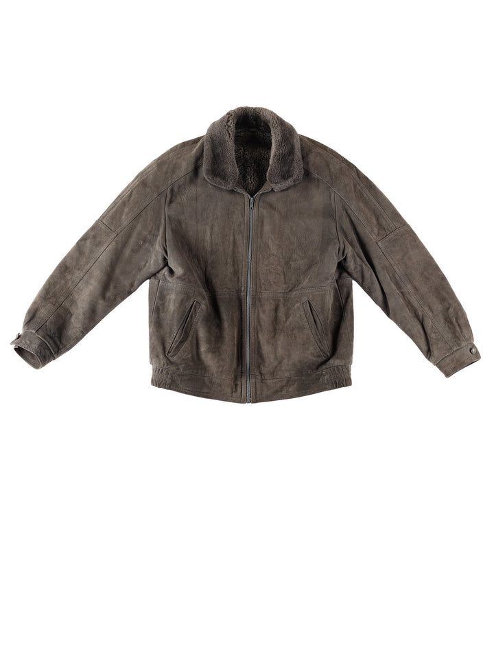 Vintage 90's Men Faux Sheepskin Jacket in GrayVN283