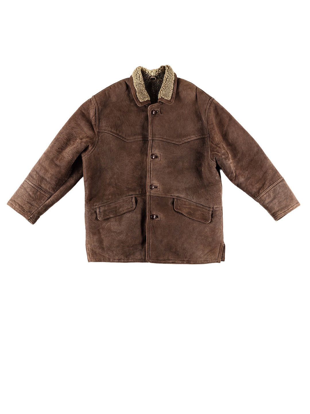 Vintage 80's Men Sheepskin Coat in BrownVN703