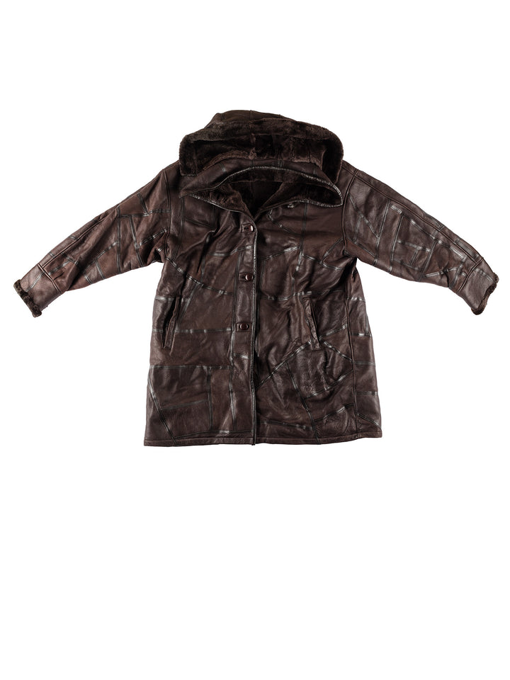Vintage 80's Women Sheepskin Coat in BrownMN444