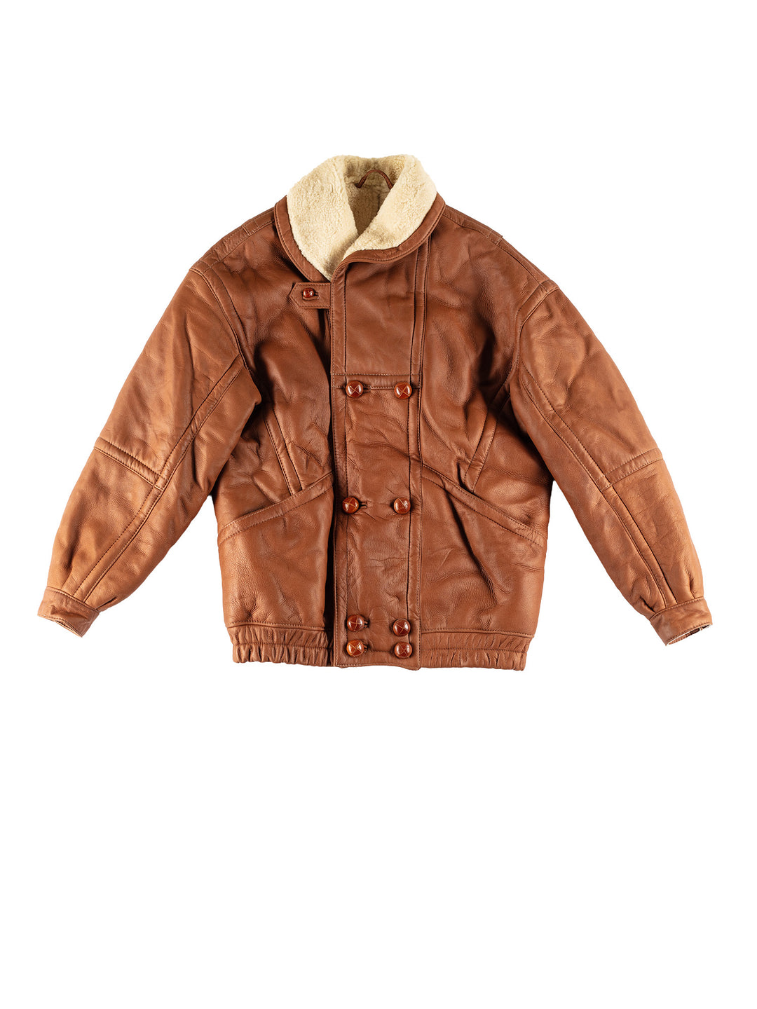 Vintage 80's Men Sheepskin Jacket in BrownVN737