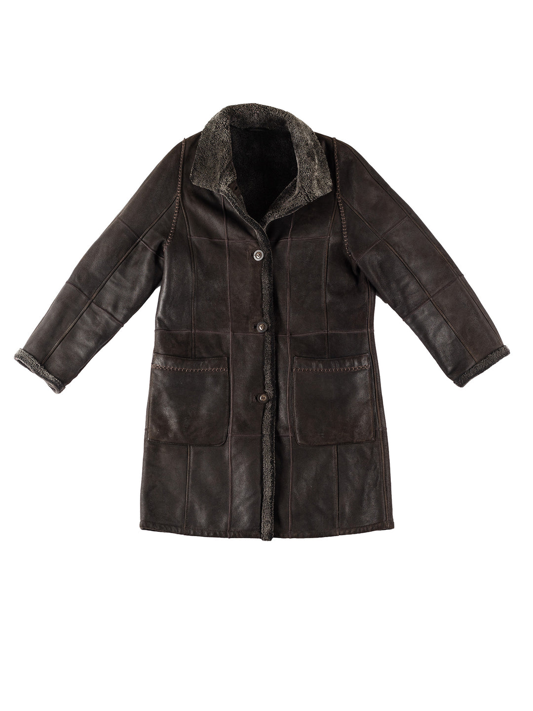 Vintage 80's Women Sheepskin Coat in BrownMN368