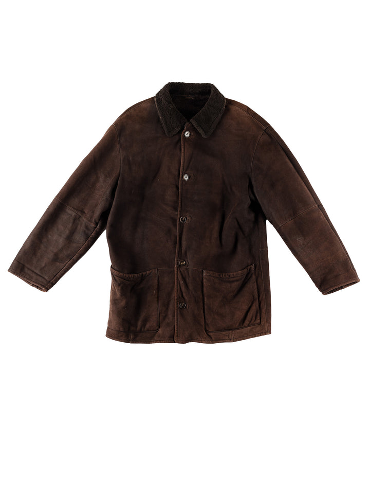 Vintage 80's Men Sheepskin Coat in BrownVN520