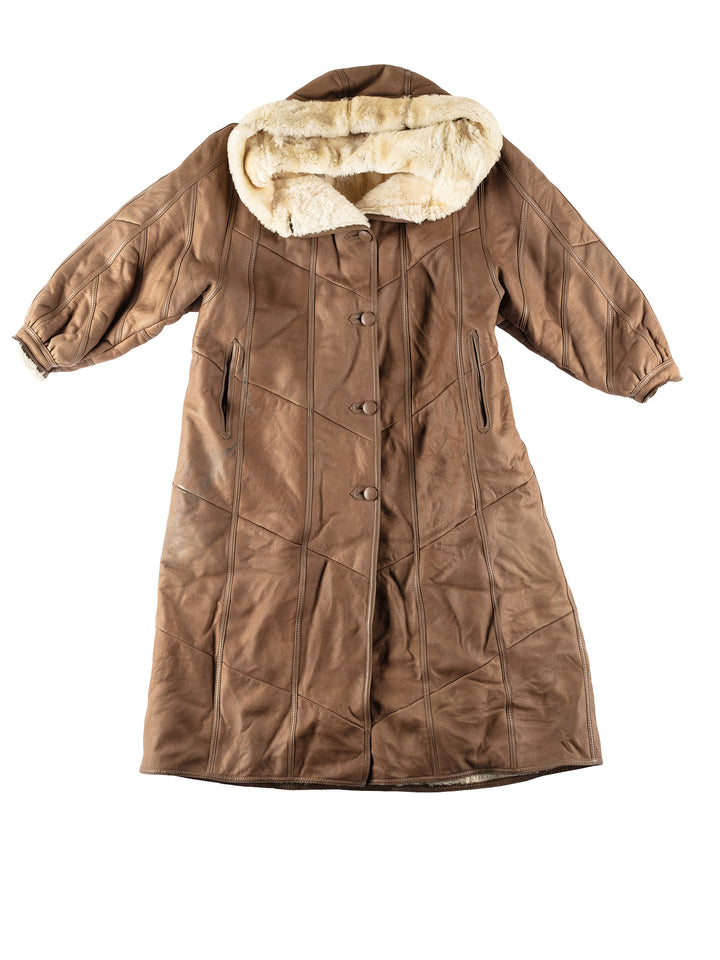 Vintage 80's Women Sheepskin Coat in BrownMN466