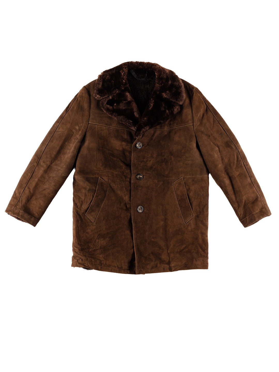 Vintage 80's Men Faux Sheepskin Coat in BrownVN575